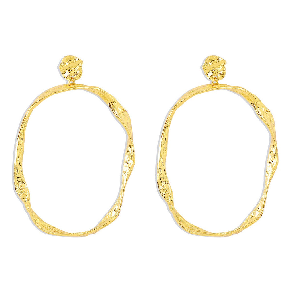 Molten Gold Oval Hoop Earrings