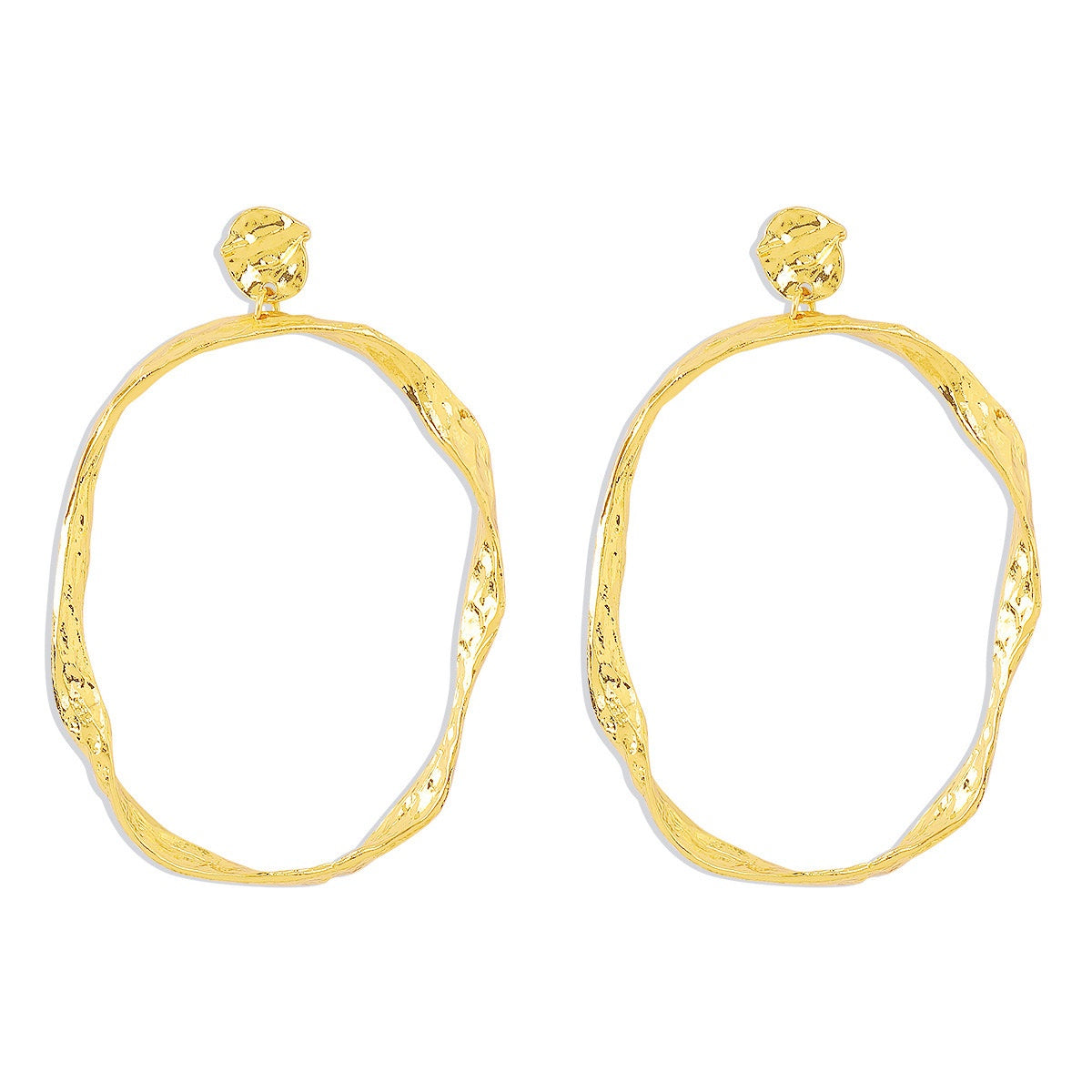 Molten Gold Oval Hoop Earrings
