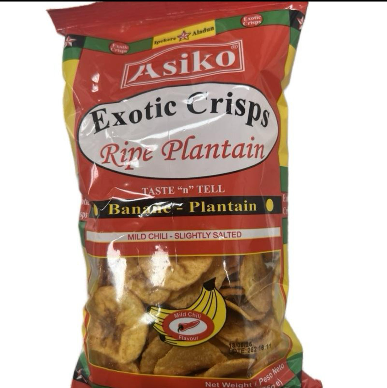 Asiko Exotic Crisps Ripe Plantain 75g Snack Sweet - ripe plantain Chili
